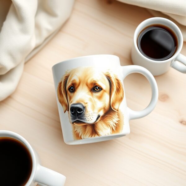 Taza blanca personalizada — retrato artístico de tu mascota