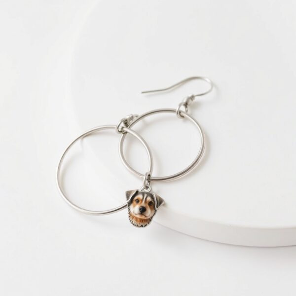 Pendientes aro con retrato de tu mascota — acero inoxidable