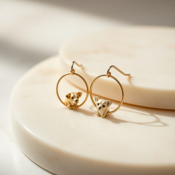Pendientes aro con retrato de tu mascota — plata bañada en oro